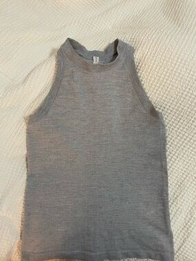 Ribbed Sleeveless Tank Top - Gray